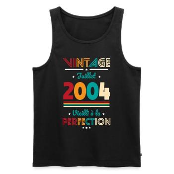 Anniversaire 20 ans - Vintage - Juillet 2004 - Débardeur bio Premium Homme - noir - Devant - Michal (187cm)