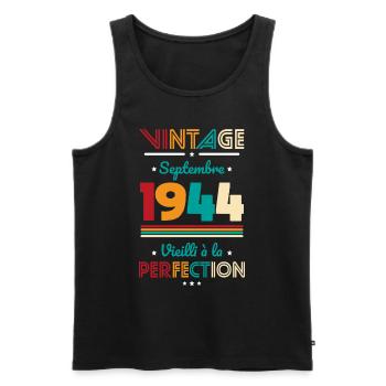 80 Years Anniversary - Vintage - September 1944 - Men's Premium Organic Tank Top - black - Front - Michal (187cm)