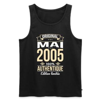 20th Anniversary - Original - May 2005 - Men's Premium Organic Tank Top - black - Front - AI Model Male 178 light (178cm)