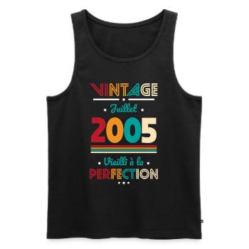 Anniversaire 20 ans - Vintage - Juillet 2005 - Débardeur bio Premium Homme - noir - Devant - Michal (187cm)