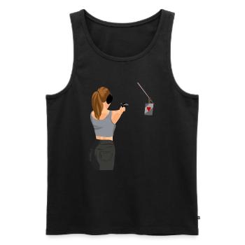 Stand de tir Princess Shooting Club Shooter - Débardeur bio Premium Homme - noir - Devant - AI Model Male 178 light (178cm)