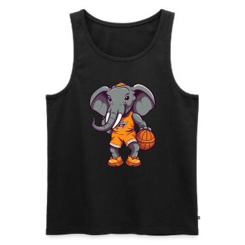 Basketball Elefant - Männer Premium Bio Tank Top - Schwarz - Vorne - Michal (187cm)