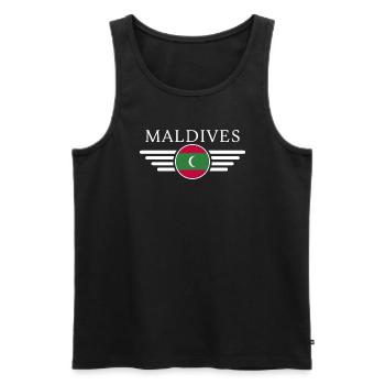 J’aime les Maldives, T-shirt design de style élégance - Débardeur bio Premium Homme - noir - Devant - AI Model Male 178 light (178cm)