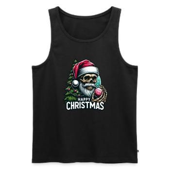 Crâne de Père Noël avec ornement de Noël - Débardeur bio Premium Homme - noir - Devant - AI Model Male 178 light (178cm)
