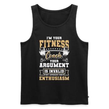 Fitness Trainer Muscles Bench Press Training - Men's Premium Organic Tank Top - black - Front - AI Model Male 178 light (178cm)