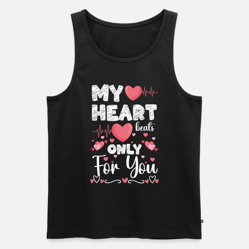 Romantisch Herz Partner - Männer Premium Bio Tank Top - Schwarz