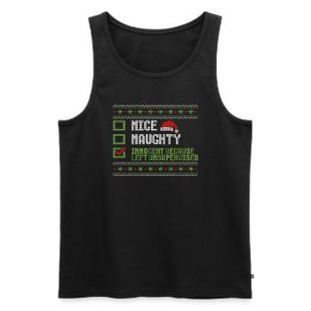Noël Humour Drôle Drôle Noël Dicton - Débardeur bio Premium Homme - noir - Devant - Michal (187cm)