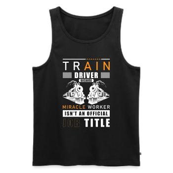 Conducteur de train de chemin de fer Train Leading - Débardeur bio Premium Homme - noir - Devant - AI Model Male 178 light (178cm)