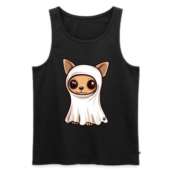 Chihuahua Hund Halloween Comic Geist - Männer Premium Bio Tank Top - Schwarz - Vorne - Michal (187cm)