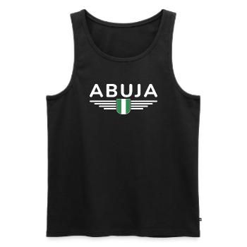 Abuja Design – Fier de la capitale du Nigeria - Débardeur bio Premium Homme - noir - Devant - Michal (187cm)