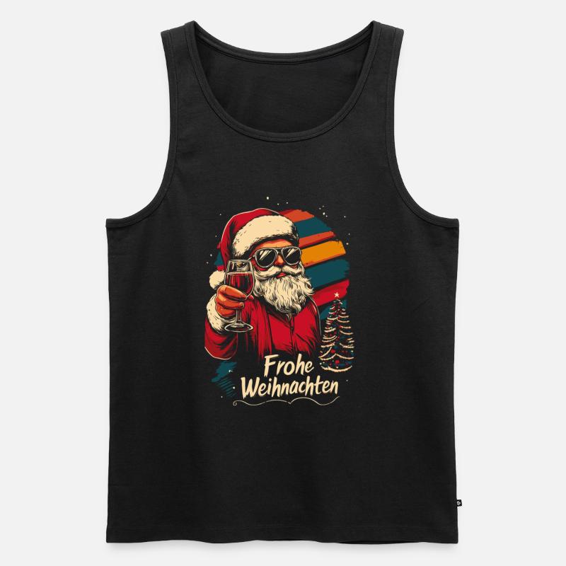 Cooler Weihnachtsmann mit Weinglas - Männer Premium Bio Tank Top - Schwarz