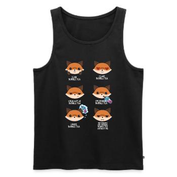 Fox and Bubble Tea - Men's Premium Organic Tank Top - black - Front - AI Model Male 178 light (178cm)