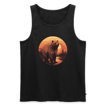 Ours rétro au coucher du soleil dans la forêt canadienne - Débardeur bio Premium Homme - noir - Devant - Michal (187cm)