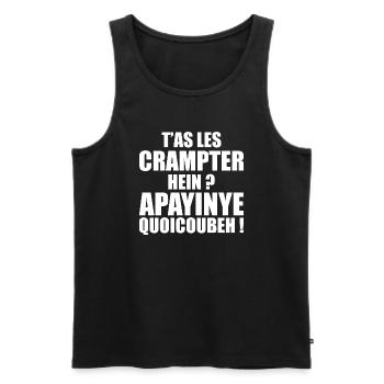 T'as Les Crampter Apayinye Quoicoubeh Humour - Débardeur bio Premium Homme - noir - Devant - AI Model Male 178 light (178cm)