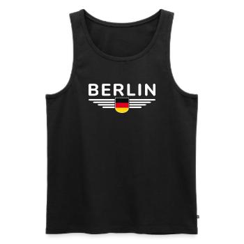 Berlin Deutschland Fan Outfit Design T Shirt - Männer Premium Bio Tank Top - Schwarz - Vorne - AI Model Male 178 light (178cm)