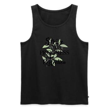 Progress and Perfection - Men's Premium Organic Tank Top - black - Front - AI Model Male 178 light (178cm)