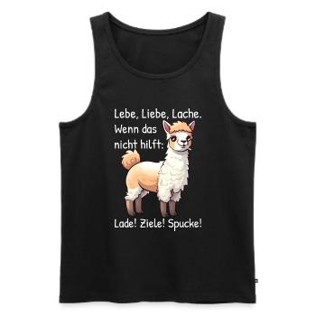 Lebe Liebe Lache wenn das nicht Alpaka Sprüche - Männer Premium Bio Tank Top - Schwarz - Vorne - Michal (187cm)