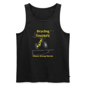 Mountain biking Cycling Tenerife Strong nerves - Men's Premium Organic Tank Top - black - Front - AI Model Male 178 light (178cm)