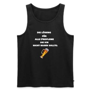 La solution à tous les problèmes : la bière - Débardeur bio Premium Homme - noir - Devant - AI Model Male 178 light (178cm)