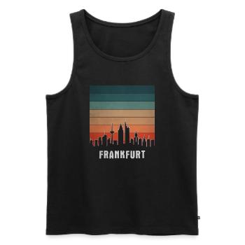 Retro Cities Frankfurt Sunset01 - Männer Premium Bio Tank Top - Schwarz - Vorne - Michal (187cm)