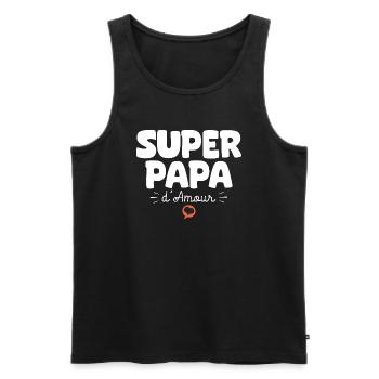 Papa drôle Fête des Pères Super papa d'amour - Débardeur bio Premium Homme - noir - Devant - Michal (187cm)