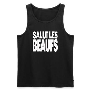 salut les beaufs - Débardeur bio Premium Homme - noir - Devant - AI Model Male 178 light (178cm)