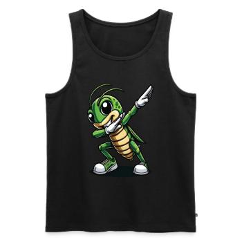 Dabbing Grasshopper Fun Cartoon Design - Men's Premium Organic Tank Top - black - Front - AI Model Male 178 light (178cm)