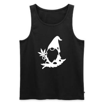 Fliegender Zwerg/Wichtel mit Hanfblatt - Männer Premium Bio Tank Top - Schwarz - Vorne - AI Model Male 178 light (178cm)