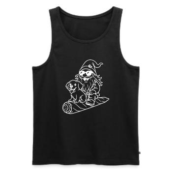 Cooler Zwerg auf fliegendem Joint mit Hund - Männer Premium Bio Tank Top - Schwarz - Vorne - Michal (187cm)