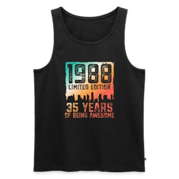 35 anniversaire 35 ans né en 1988 - Débardeur bio Premium Homme - noir - Devant - Michal (187cm)