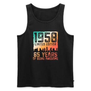 65 birthday 65 years born in 1958 - Men's Premium Organic Tank Top - black - Front - AI Model Male 178 light (178cm)