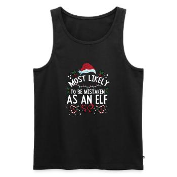 Christmas Most Likely To Be Mistaken As An Elf - Men's Premium Organic Tank Top - black - Front - Michal (187cm)