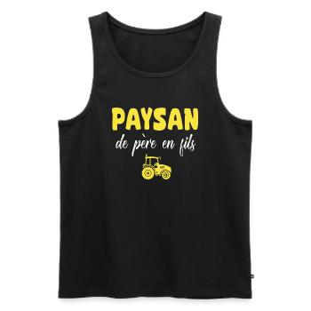 Tracteur paysan de père en fils agriculteur - Débardeur bio Premium Homme - noir - Devant - Michal (187cm)