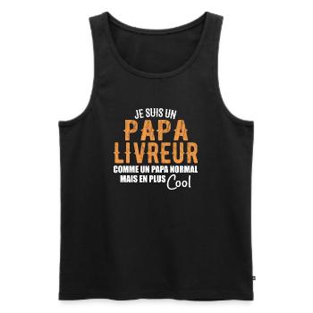 Je Suis Un Papa Livreur - Débardeur bio Premium Homme - noir - Devant - Michal (187cm)