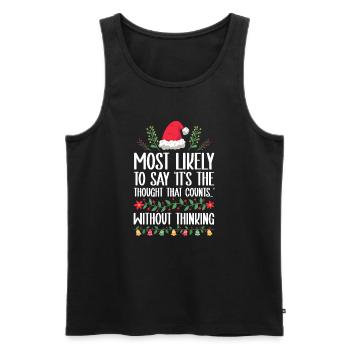 Noël Drôle Dicton Humour Sarcasme - Débardeur bio Premium Homme - noir - Devant - Michal (187cm)