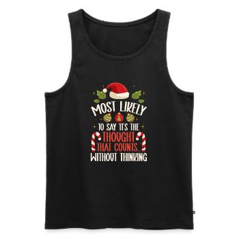 Noël Drôle Dicton Humour Sarcasme - Débardeur bio Premium Homme - noir - Devant - Michal (187cm)