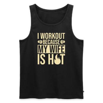 I train because my wife is hot - Men's Premium Organic Tank Top - black - Front - Michal (187cm)