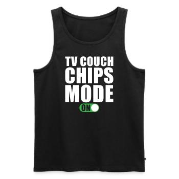 Tv Couch Chips Mode Activé - Débardeur bio Premium Homme - noir - Devant - Michal (187cm)