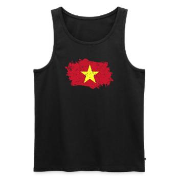 Drapeau du Vietnam Grunge Drapeau du Vietnam - Débardeur bio Premium Homme - noir - Devant - AI Model Male 178 light (178cm)