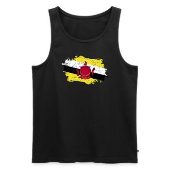 Brunei Flag Grunge Brunei Flag - Men's Premium Organic Tank Top - black - Front - AI Model Male 178 light (178cm)