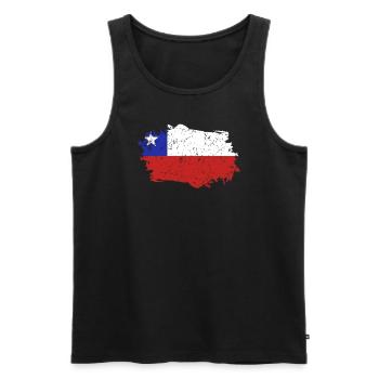 Chile Flagge Grunge Chile Fahne - Männer Premium Bio Tank Top - Schwarz - Vorne - AI Model Male 178 light (178cm)