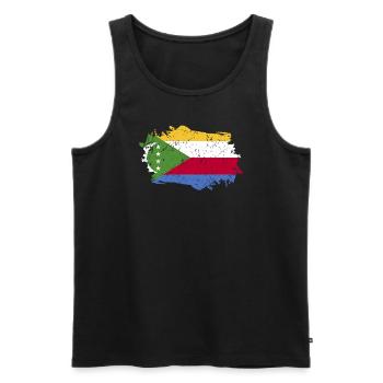 Komoren Flagge Grunge Komoren Fahne - Männer Premium Bio Tank Top - Schwarz - Vorne - AI Model Male 178 light (178cm)