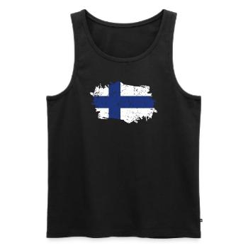 Drapeau de la Finlande Grunge Drapeau de la Finlande - Débardeur bio Premium Homme - noir - Devant - Michal (187cm)