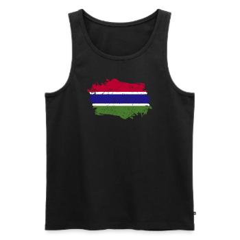 Gambie Drapeau Grunge Gambie Drapeau - Débardeur bio Premium Homme - noir - Devant - AI Model Male 178 light (178cm)