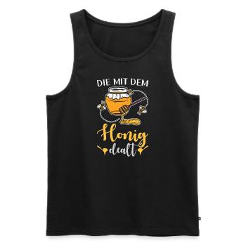 Die mit dem Honig dealt Lustiges Imker - Männer Premium Bio Tank Top - Schwarz - Vorne - Michal (187cm)