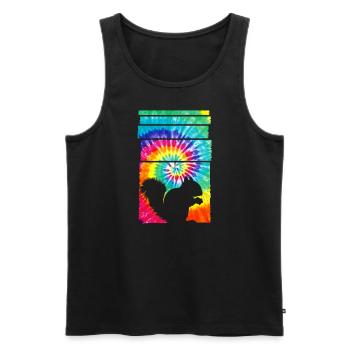 Squirrel Hippie Tie Dye - Men's Premium Organic Tank Top - black - Front - AI Model Male 178 light (178cm)