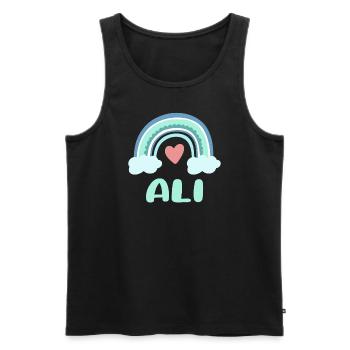 Ali Name Rainbow Baby - Men's Premium Organic Tank Top - black - Front - AI Model Male 178 light (178cm)