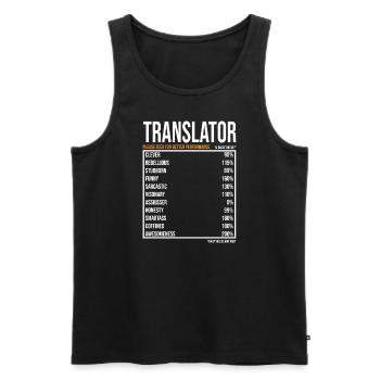 Valeurs quotidiennes du traducteur - Débardeur bio Premium Homme - noir - Devant - AI Model Male 178 light (178cm)