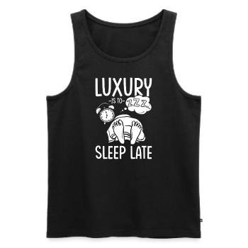 Late risers Long sleep Luxury is Long sleep - Men's Premium Organic Tank Top - black - Front - AI Model Male 178 light (178cm)