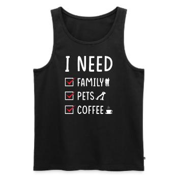 Family Animals Coffee - Men's Premium Organic Tank Top - black - Front - Michal (187cm)
